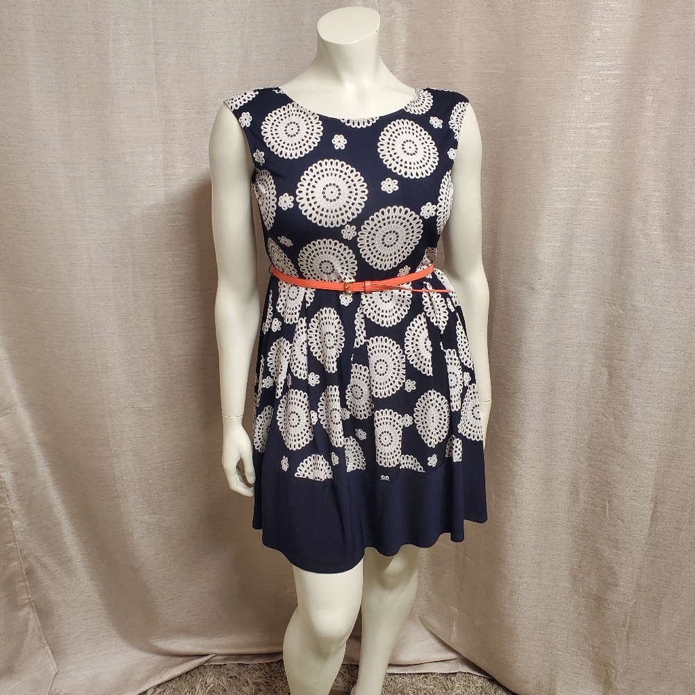 Navy & White Medallion Dress